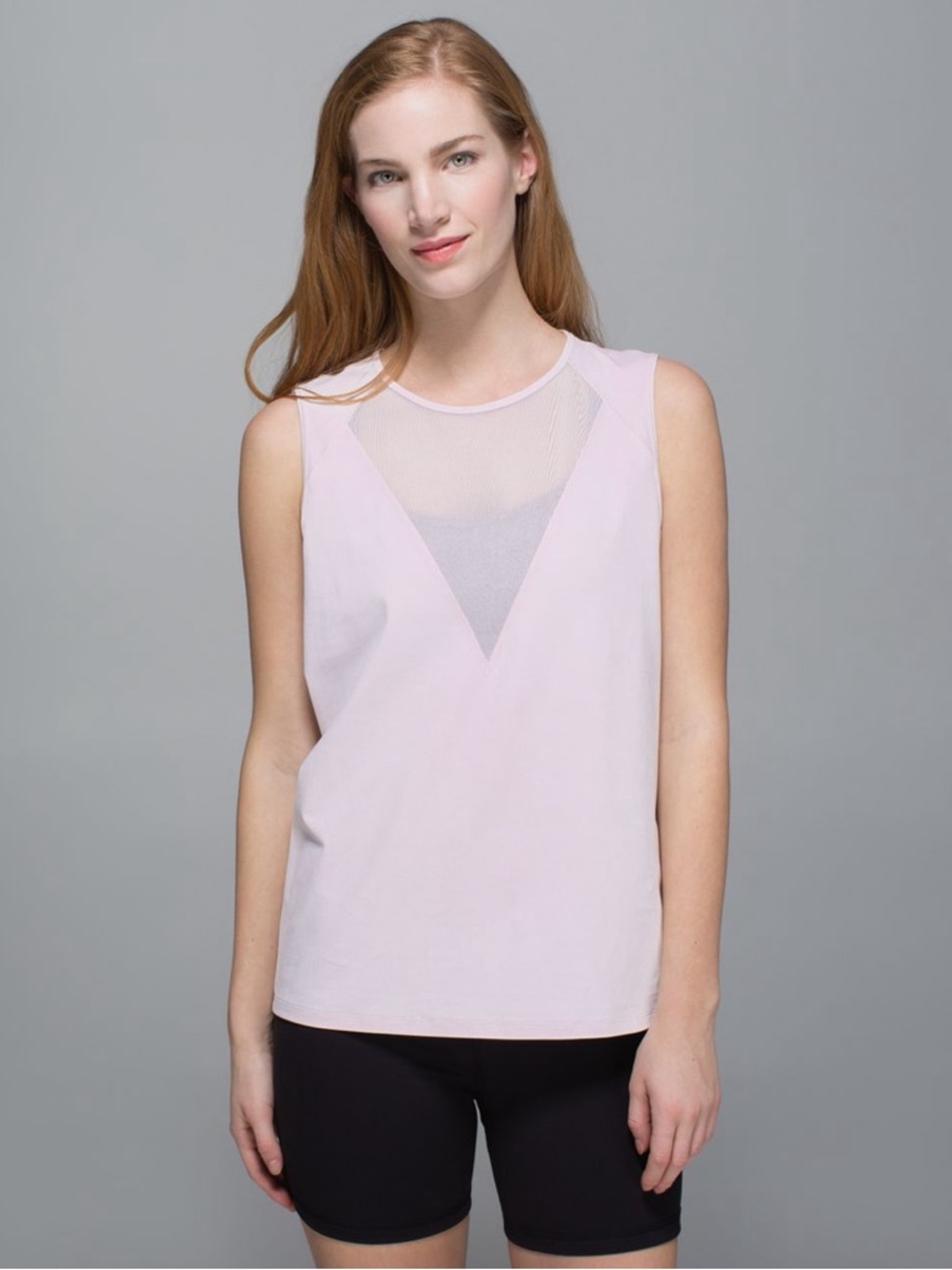 Lululemon Plank Tank Neutral Blush Mesh Luxtreme Sleeveless Top Size 4